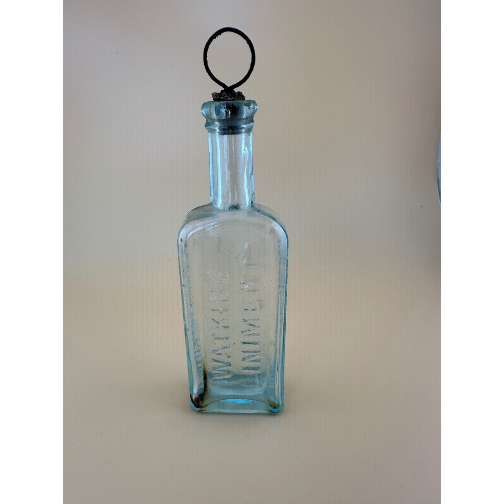 Antique Watkins Liniment Aqua Glass Bottle Victorian Medicine Winona MN 1880s